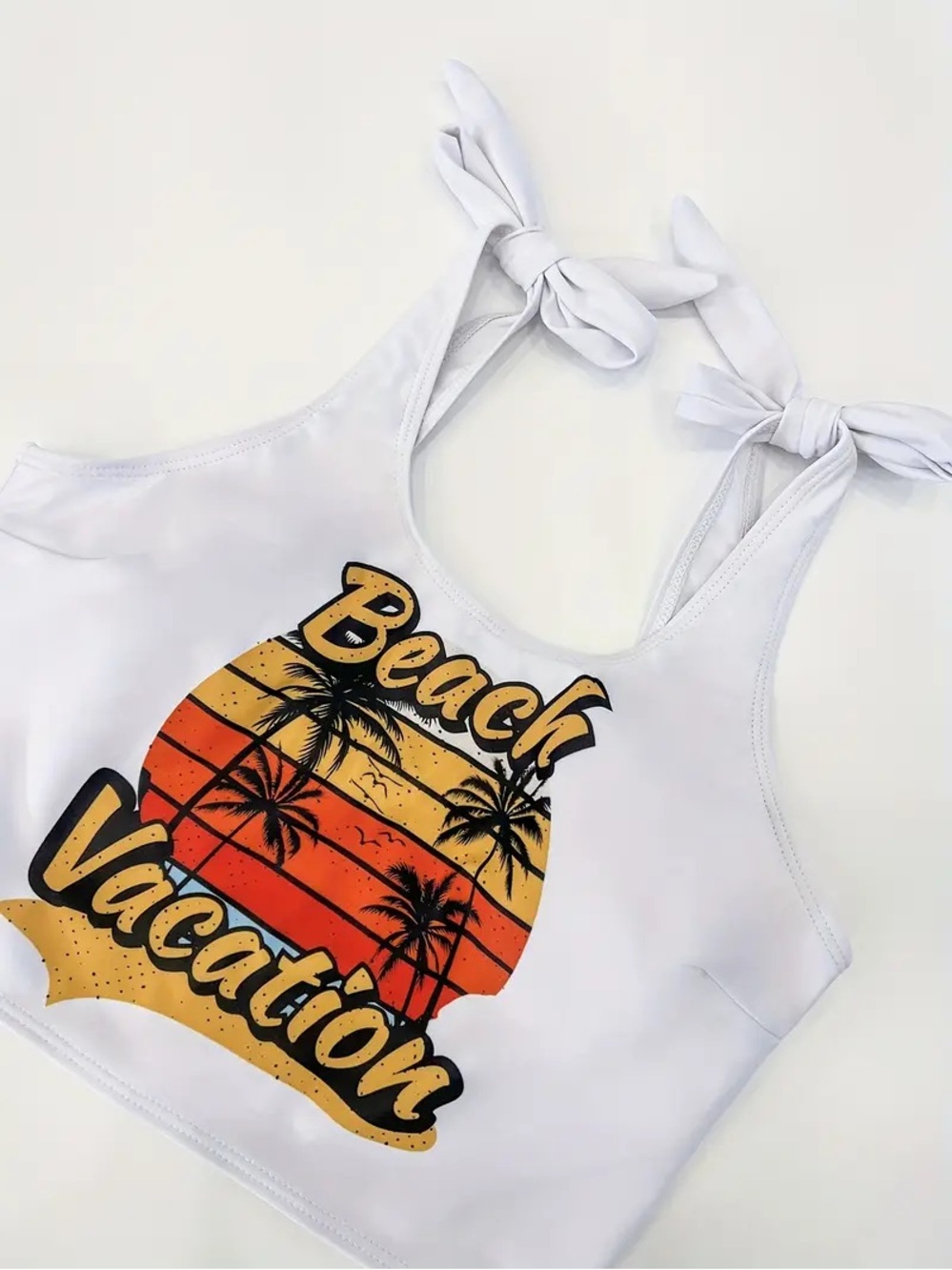 Tankini Beach Vacation Print White Size S Swim Swimwear - Picture 2 of 3